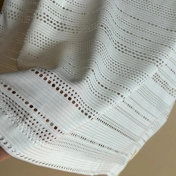 LOLE vtg oversize white sheer eyelet t shirt,silver trim,PTP 20” ,raglan,XS,S,M - Picture 8 of 15